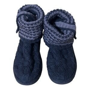 UGG Australia Knit Booties Fold Down Cuff Cable Black‎ Grey Women's US 5